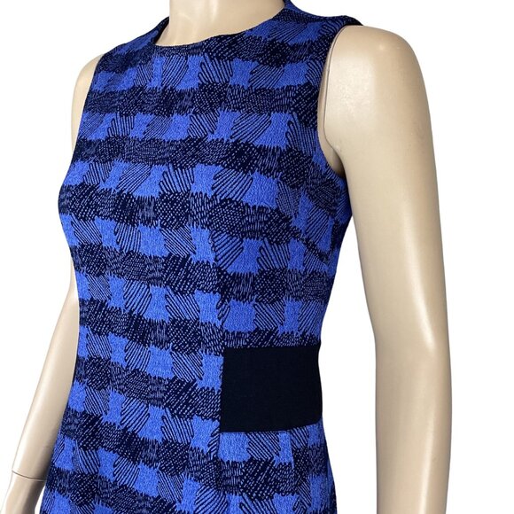 Sara Campbell Sheath Dress Size 2 Blue & Black Sleeveless Plaid Stretch Waist‎ - Picture 5 of 7